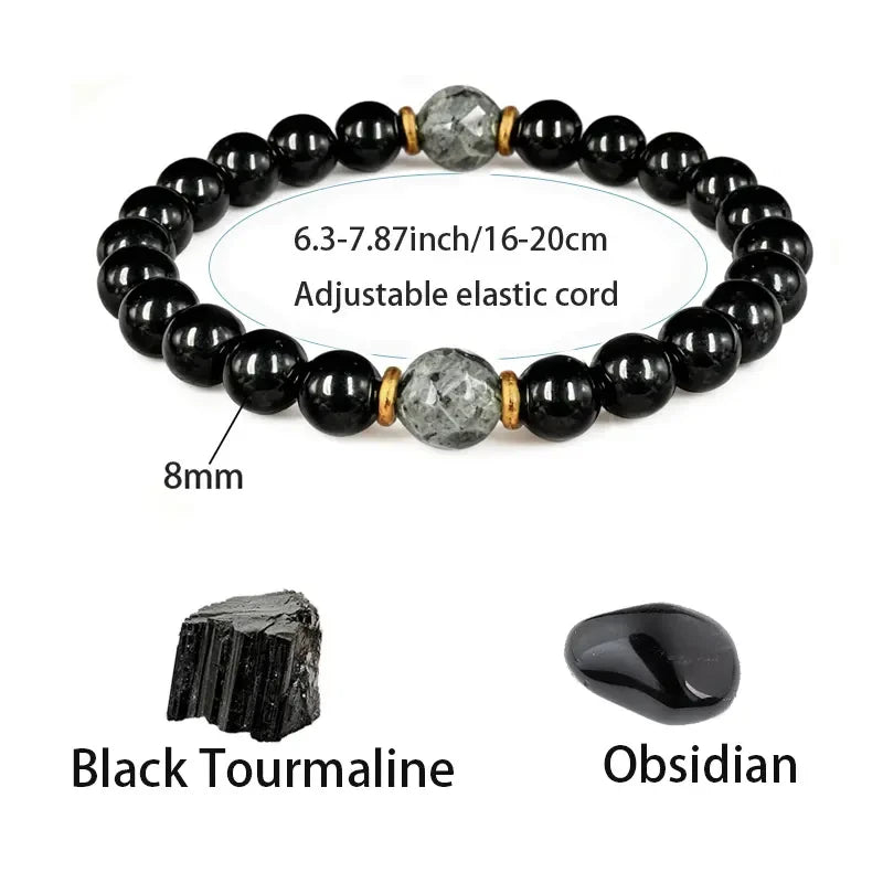 Obsidian Black Tourmaline Grounding Bracelet