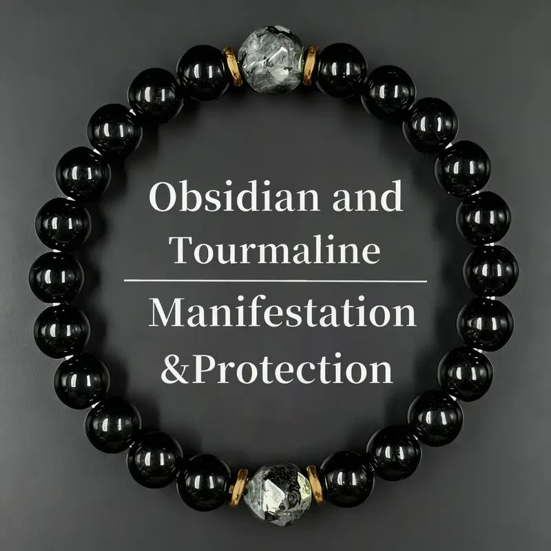 Obsidian Black Tourmaline Grounding Bracelet
