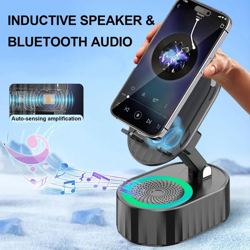 Rotatable Smartphone Holder with Wireless Speaker