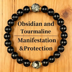 Obsidian Black Tourmaline Grounding Bracelet